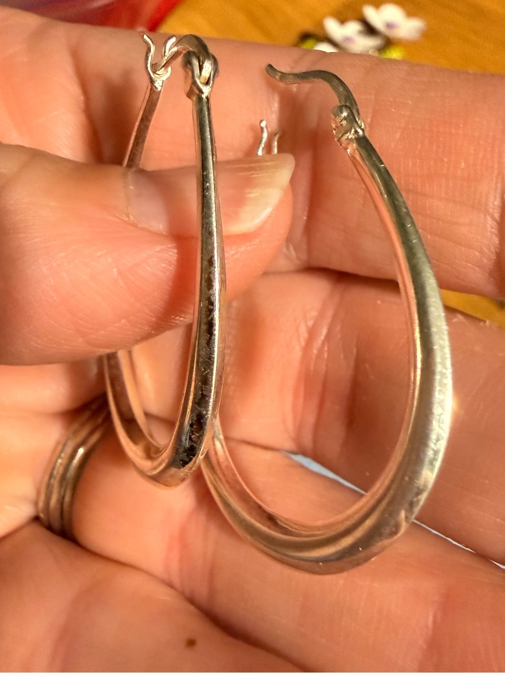 925 Sterling Silver Oval Hoop Leverback Earrings